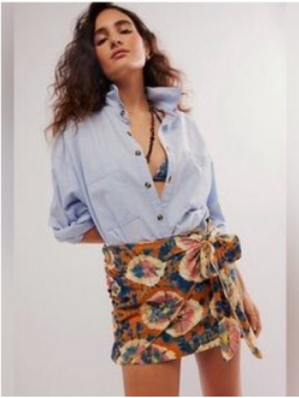 Flash Sale - Free People Sweet as a Beach Tie-Waist Mini Skirt